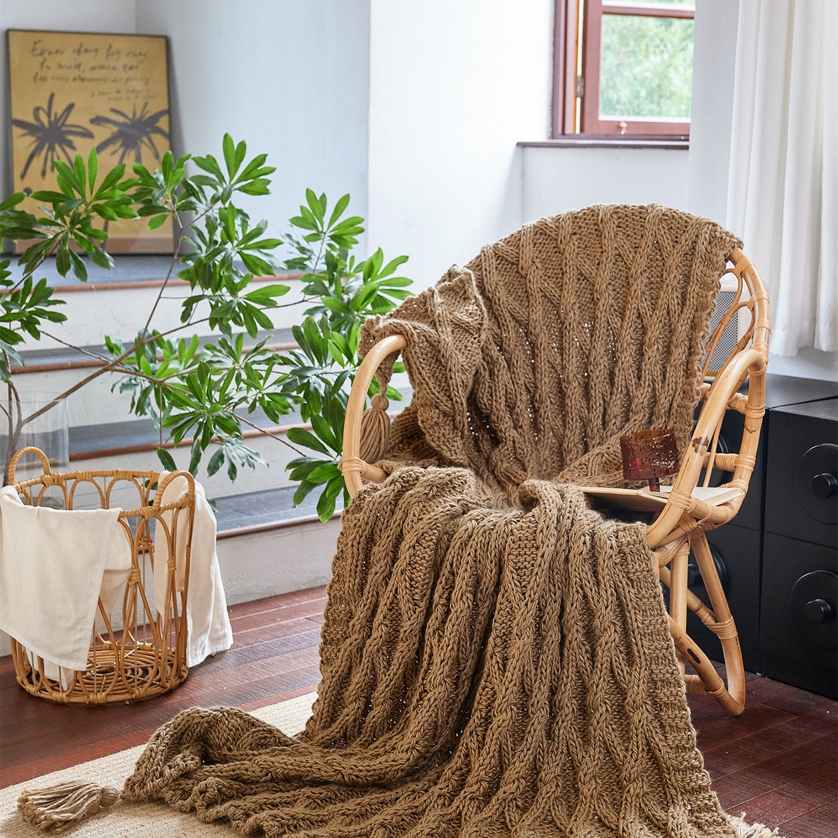 91家纺网 家纺一手货源 找家纺 （总）暖绵绵家纺 2025新款柔软舒适立体编制针织毯-索尔曼