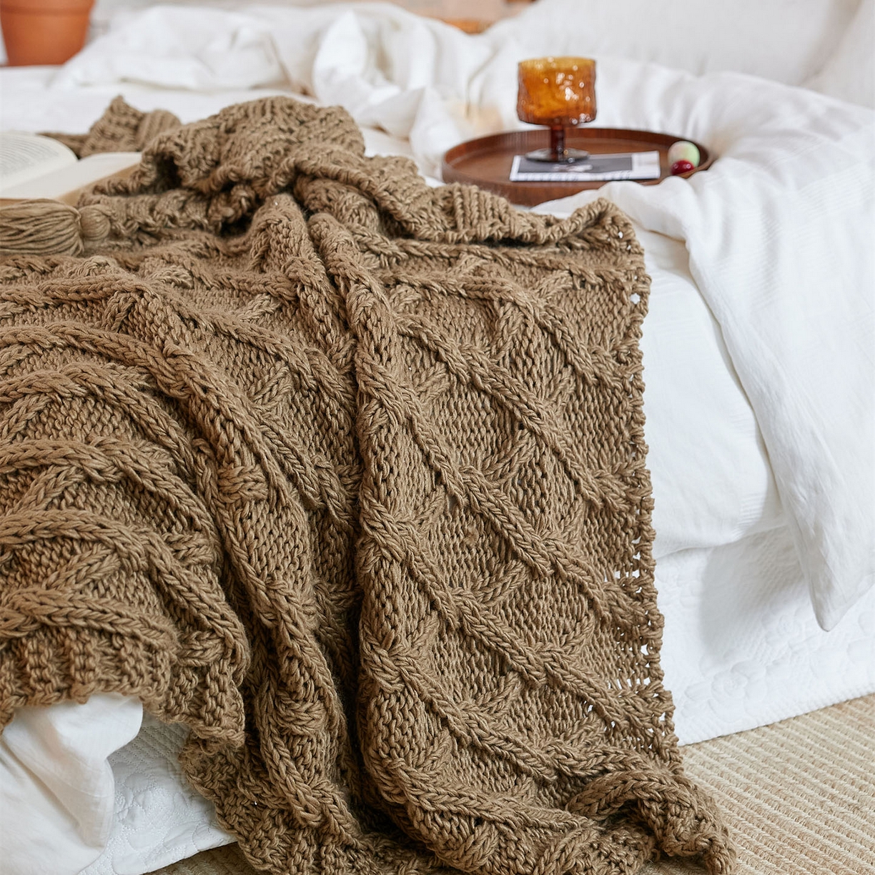 91家纺网 家纺一手货源 找家纺 （总）暖绵绵家纺 2025新款柔软舒适立体编制针织毯-索尔曼