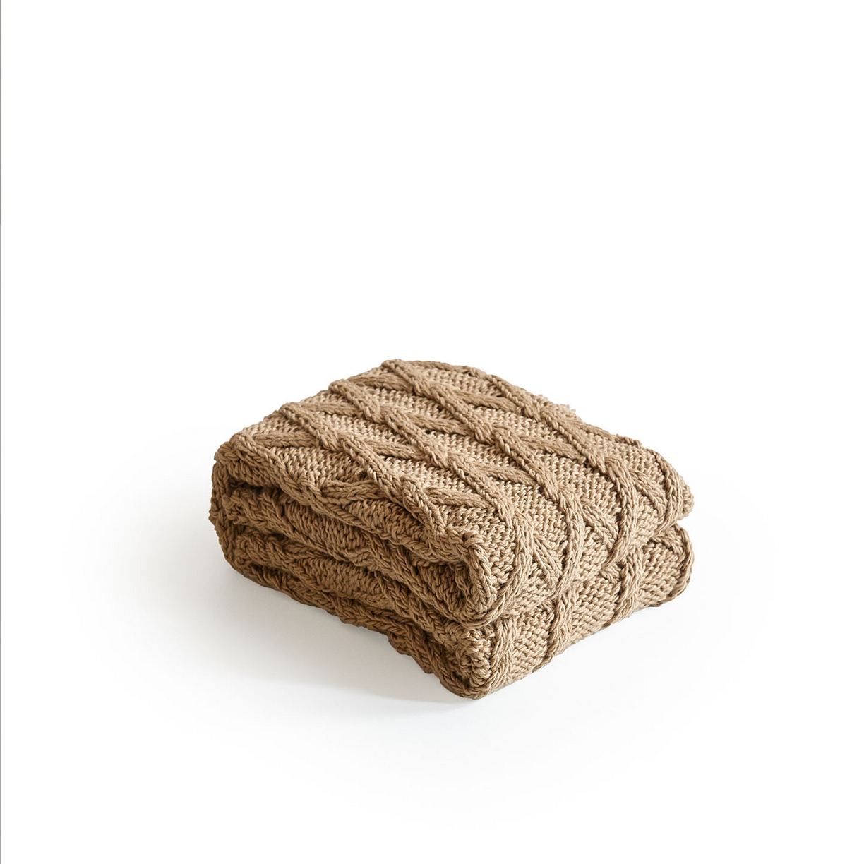 91家纺网 家纺一手货源 找家纺 暖绵绵家纺 2025新款柔软舒适立体编制针织毯-索尔曼 索尔曼-卡其