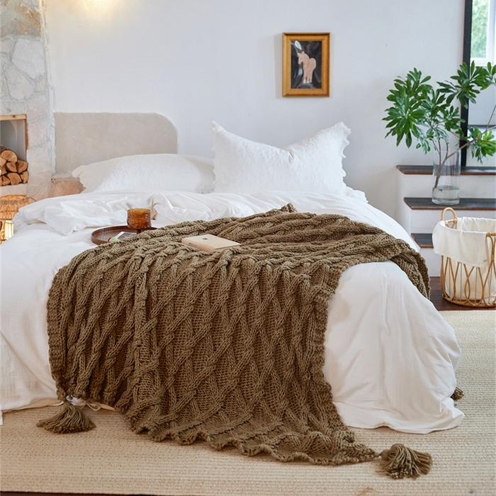 （总）暖绵绵家纺 2025新款柔软舒适立体编制针织毯-索尔曼