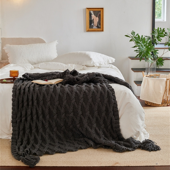 91家纺网 家纺一手货源 找家纺 （总）暖绵绵家纺 2025新款柔软舒适立体编制针织毯-索尔曼