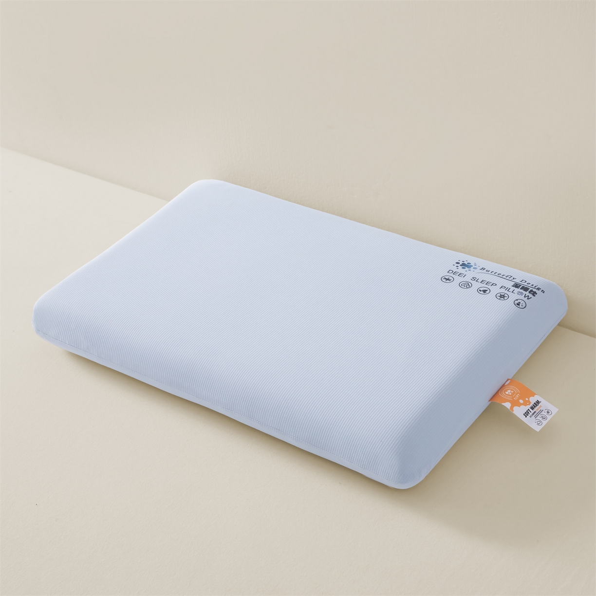 91家纺网 家纺一手货源 找家纺 麦肯锡 2025新款格纹简约深睡记忆枕枕头枕芯 蓝色