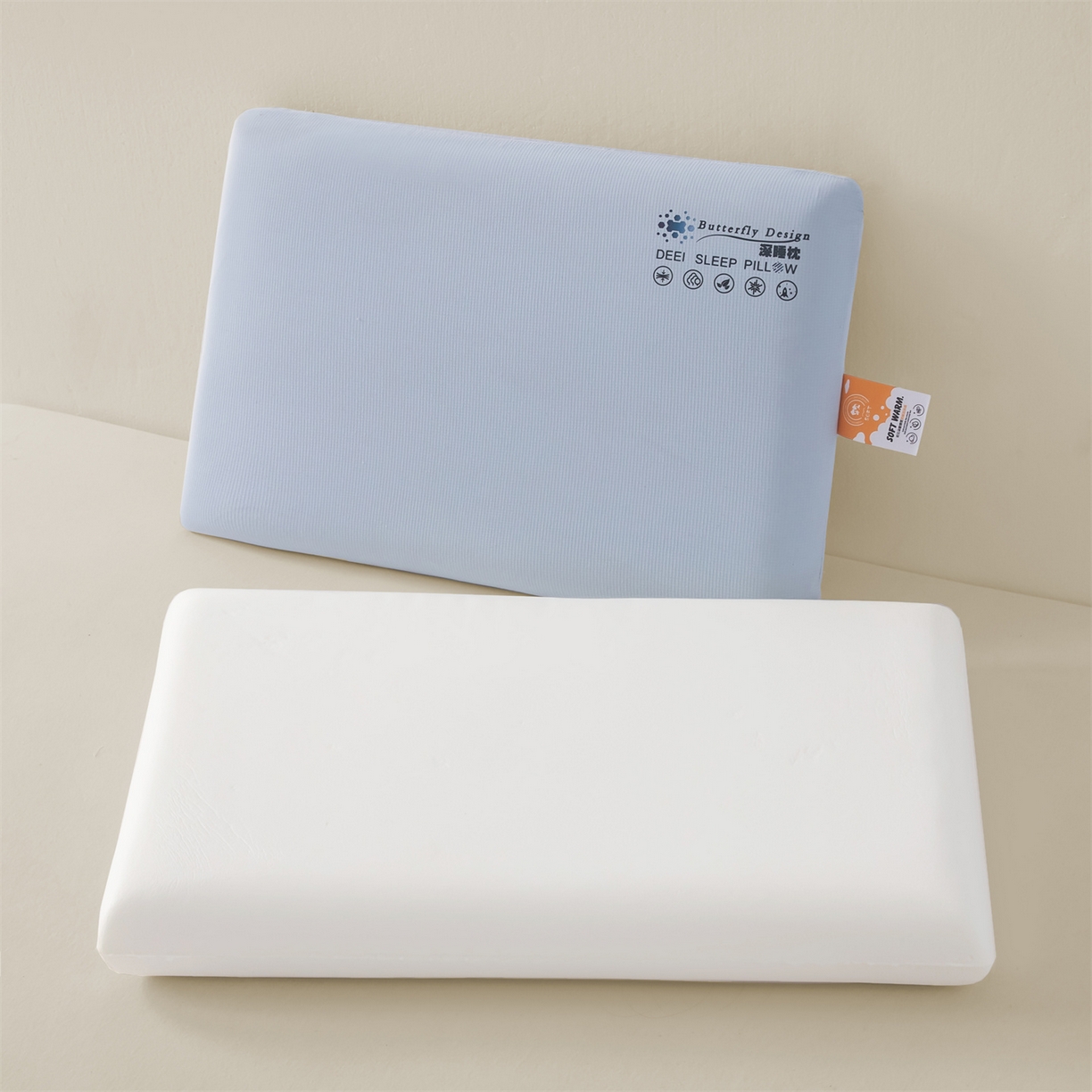 91家纺网 家纺一手货源 找家纺 麦肯锡 2025新款格纹简约深睡记忆枕枕头枕芯 蓝色