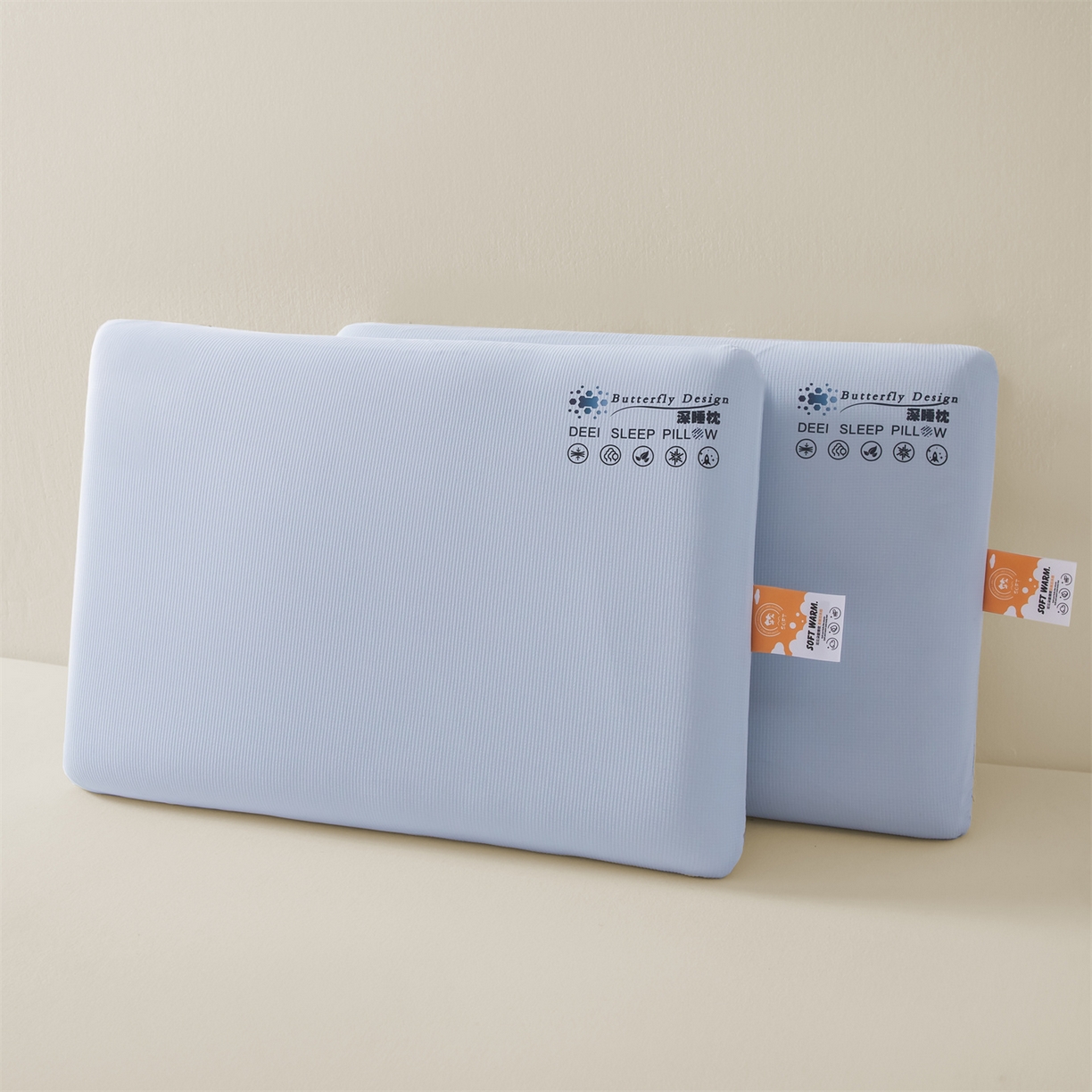 91家纺网 家纺一手货源 找家纺 麦肯锡 2025新款格纹简约深睡记忆枕枕头枕芯 蓝色