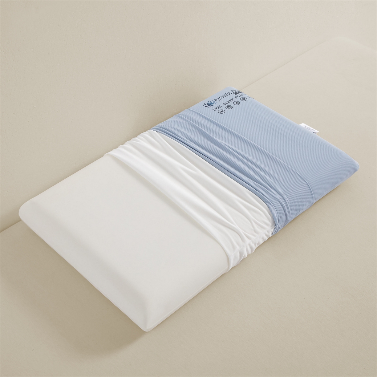 91家纺网 家纺一手货源 找家纺 麦肯锡 2025新款格纹简约深睡记忆枕枕头枕芯 蓝色