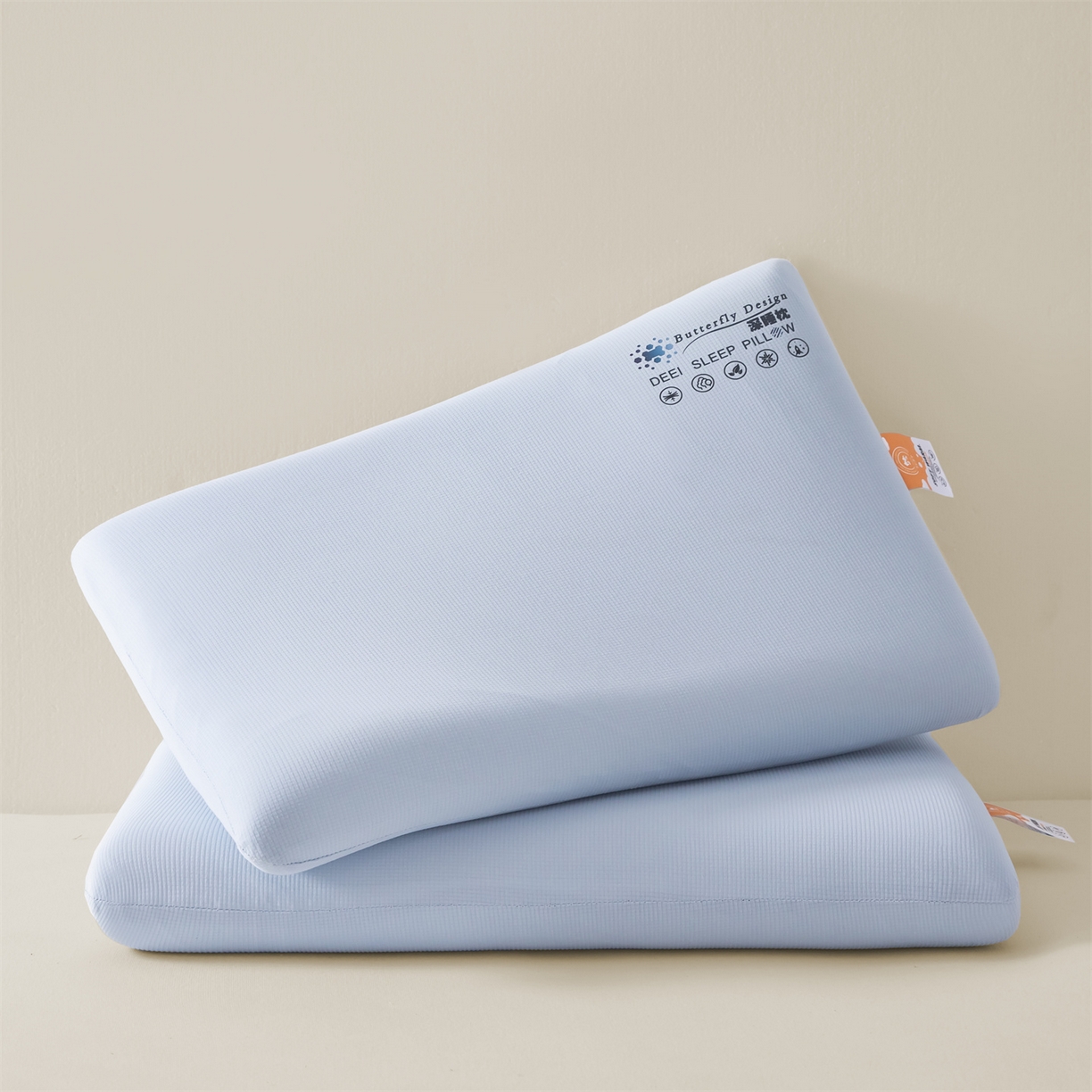 91家纺网 家纺一手货源 找家纺 麦肯锡 2025新款格纹简约深睡记忆枕枕头枕芯 蓝色