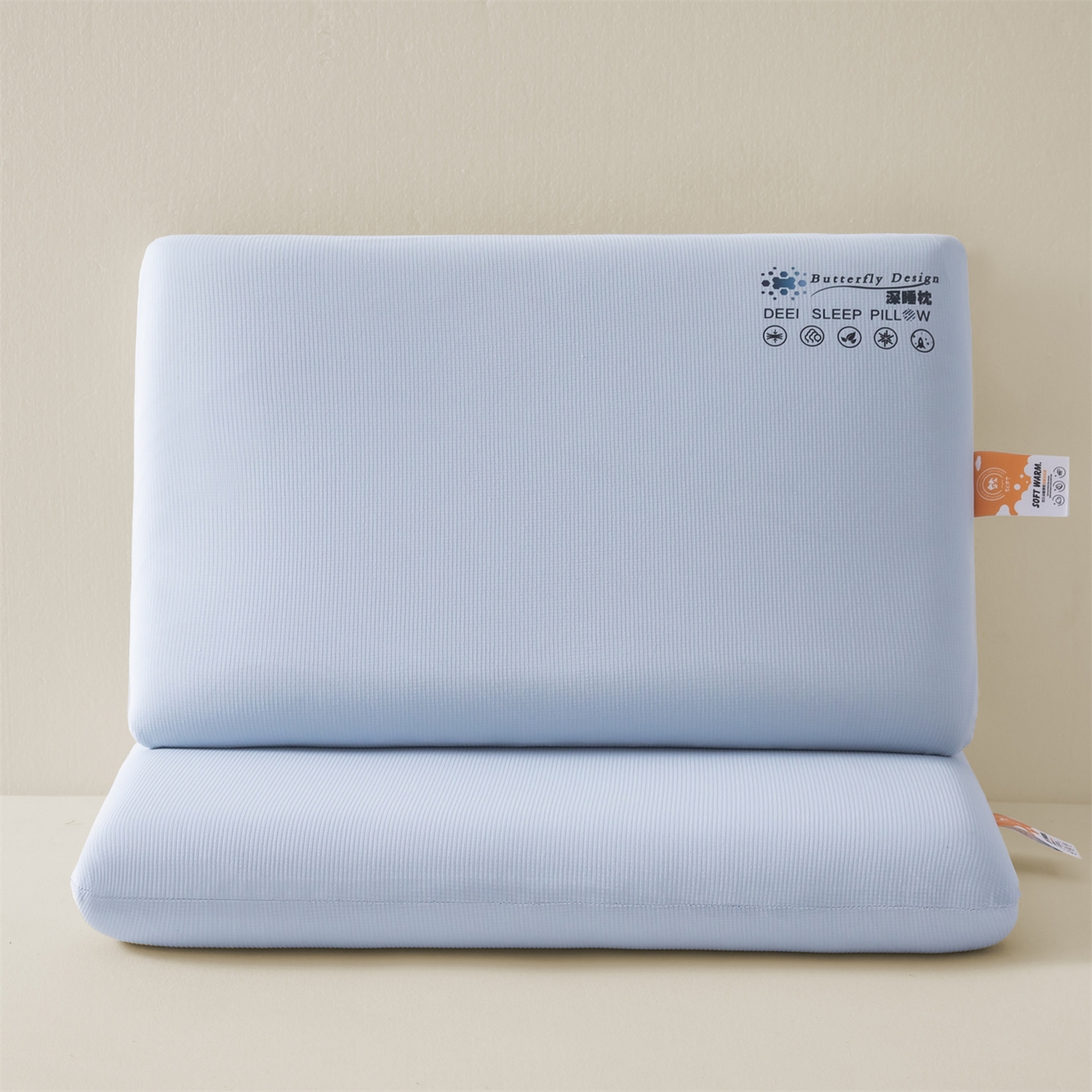 91家纺网 家纺一手货源 找家纺 麦肯锡 2025新款格纹简约深睡记忆枕枕头枕芯 蓝色