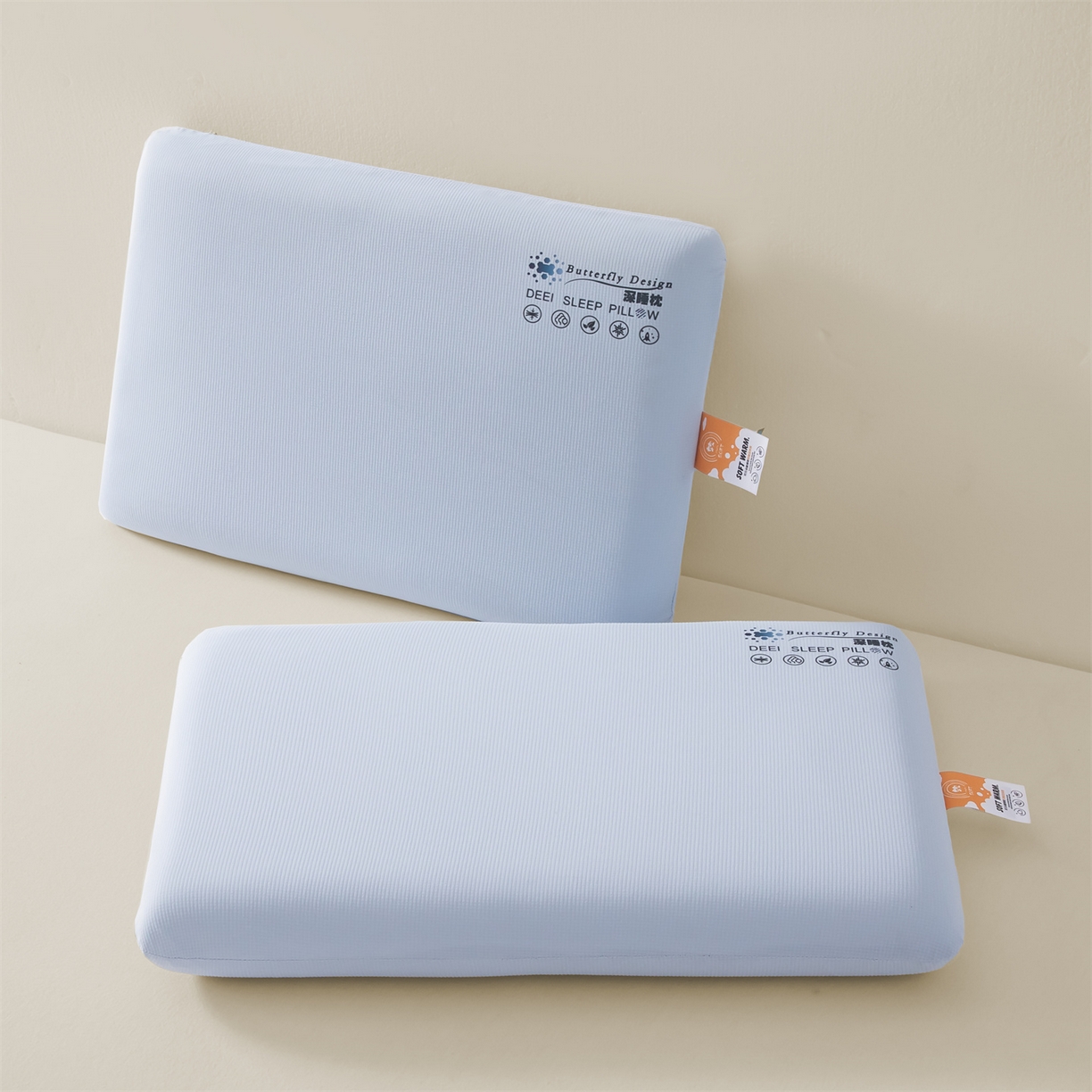 91家纺网 家纺一手货源 找家纺 麦肯锡 2025新款格纹简约深睡记忆枕枕头枕芯 蓝色