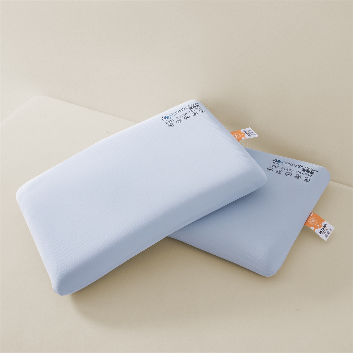 91家纺网 家纺一手货源 找家纺 麦肯锡 2025新款格纹简约深睡记忆枕枕头枕芯 蓝色