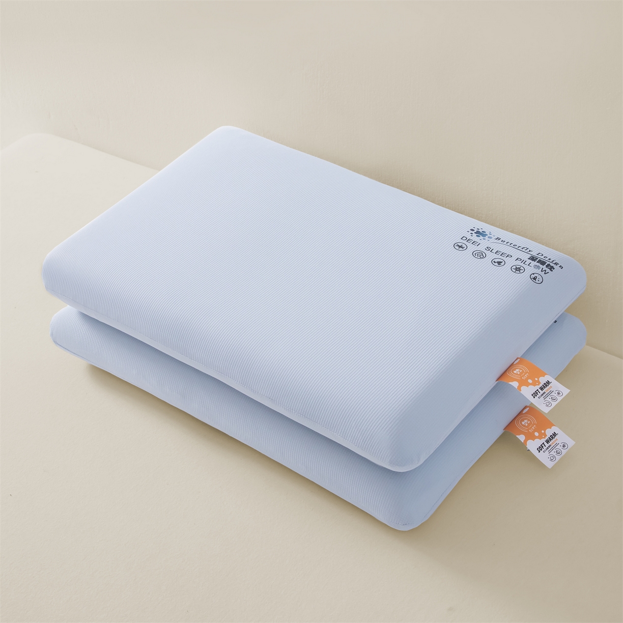 麦肯锡 2025新款格纹简约深睡记忆枕枕头枕芯 蓝色