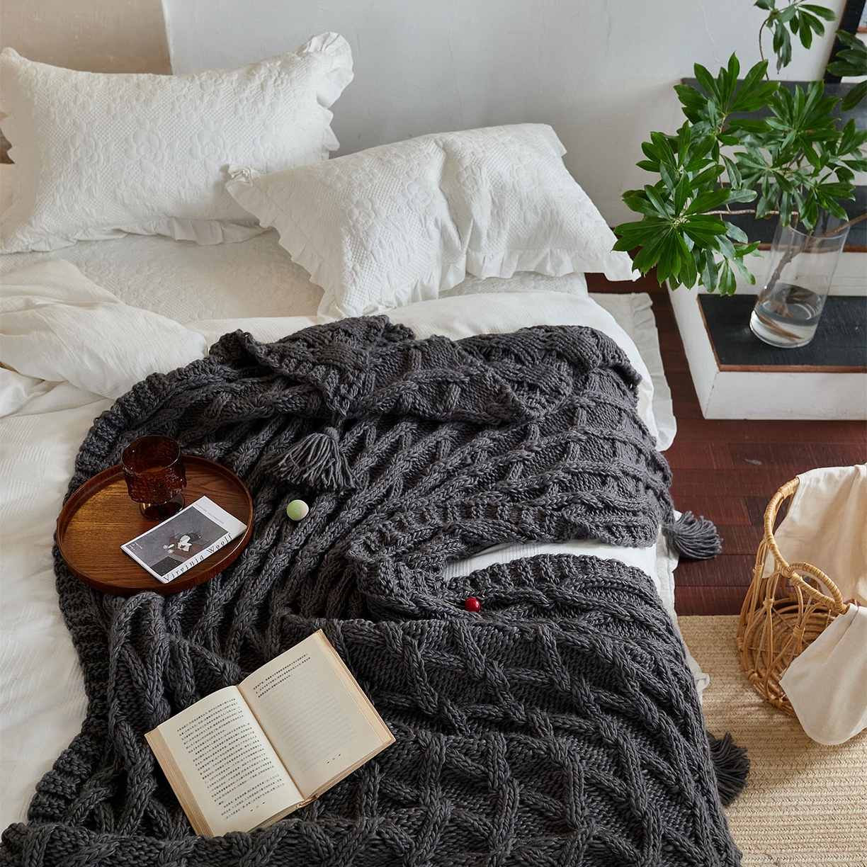 91家纺网 家纺一手货源 找家纺 暖绵绵家纺 2025新款柔软舒适立体编制针织毯-索尔曼 索尔曼-深灰