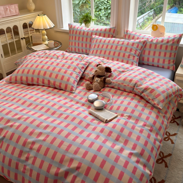 91家纺网 家纺一手货源 找家纺 如意朵 2025新款全棉纯棉磨毛四件套 艾格-粉