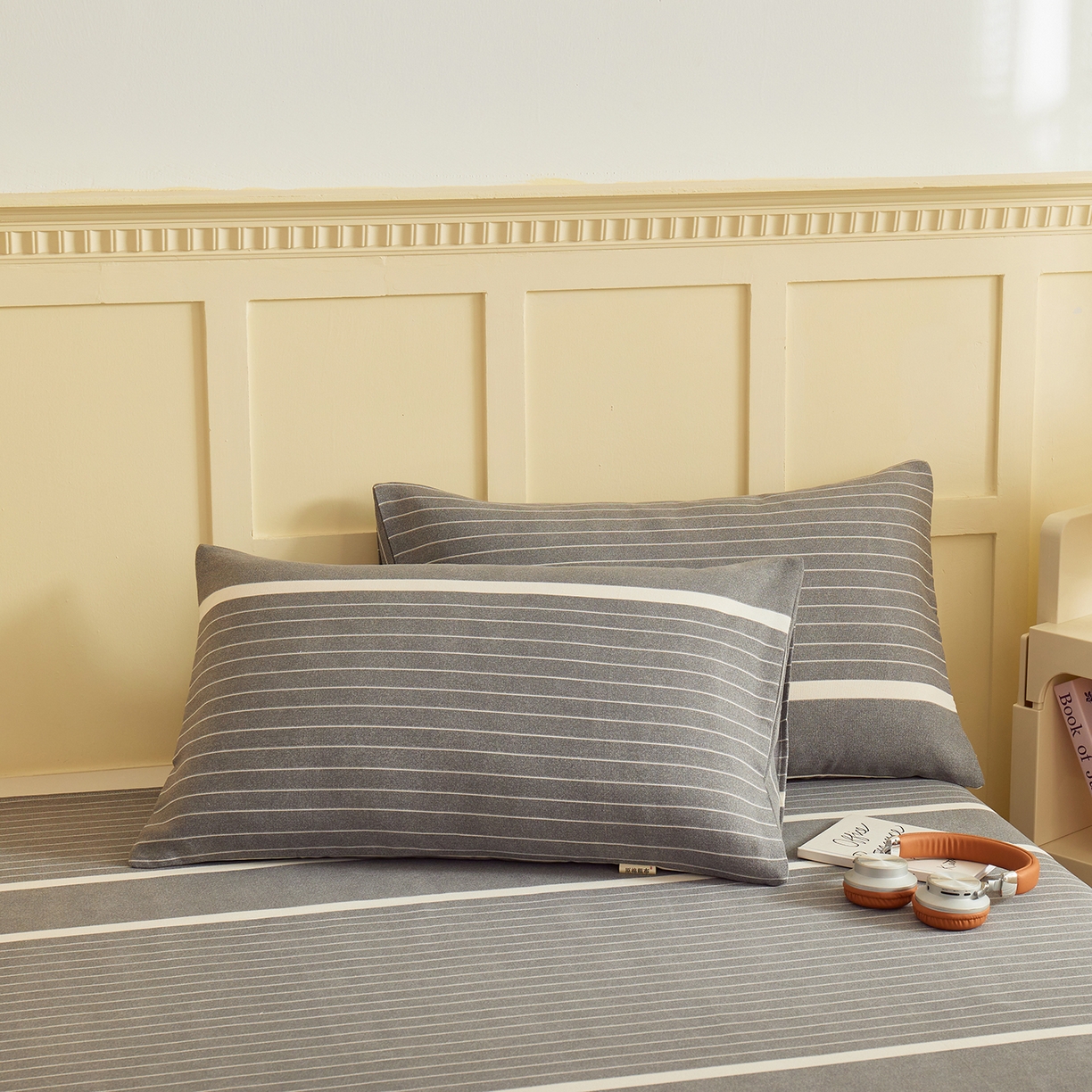 91家纺网 家纺一手货源 找家纺 青泽家纺 2025新款原棉标老粗布系列床单三件套 时尚条格