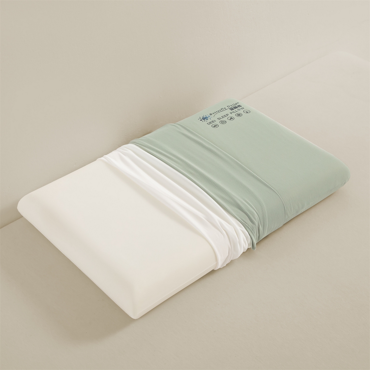 91家纺网 家纺一手货源 找家纺 麦肯锡 2025新款格纹简约深睡记忆枕枕头枕芯 绿色