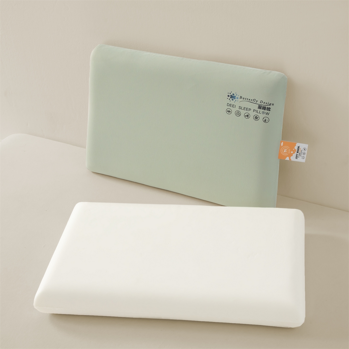 91家纺网 家纺一手货源 找家纺 麦肯锡 2025新款格纹简约深睡记忆枕枕头枕芯 绿色