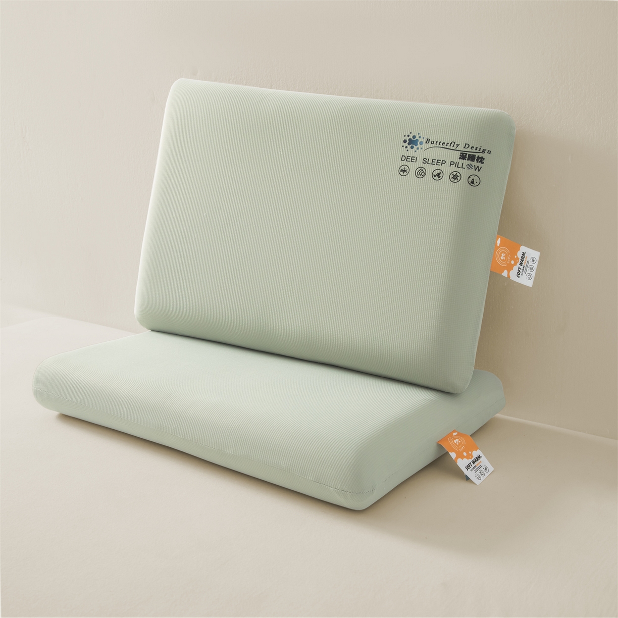 91家纺网 家纺一手货源 找家纺 麦肯锡 2025新款格纹简约深睡记忆枕枕头枕芯 绿色