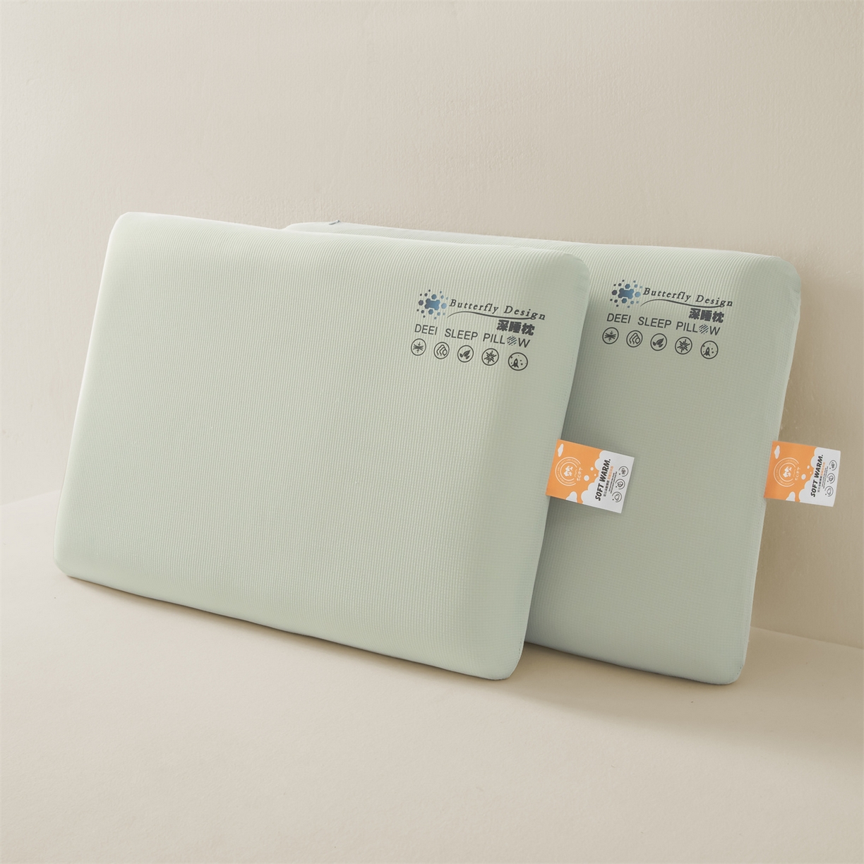 91家纺网 家纺一手货源 找家纺 麦肯锡 2025新款格纹简约深睡记忆枕枕头枕芯 绿色