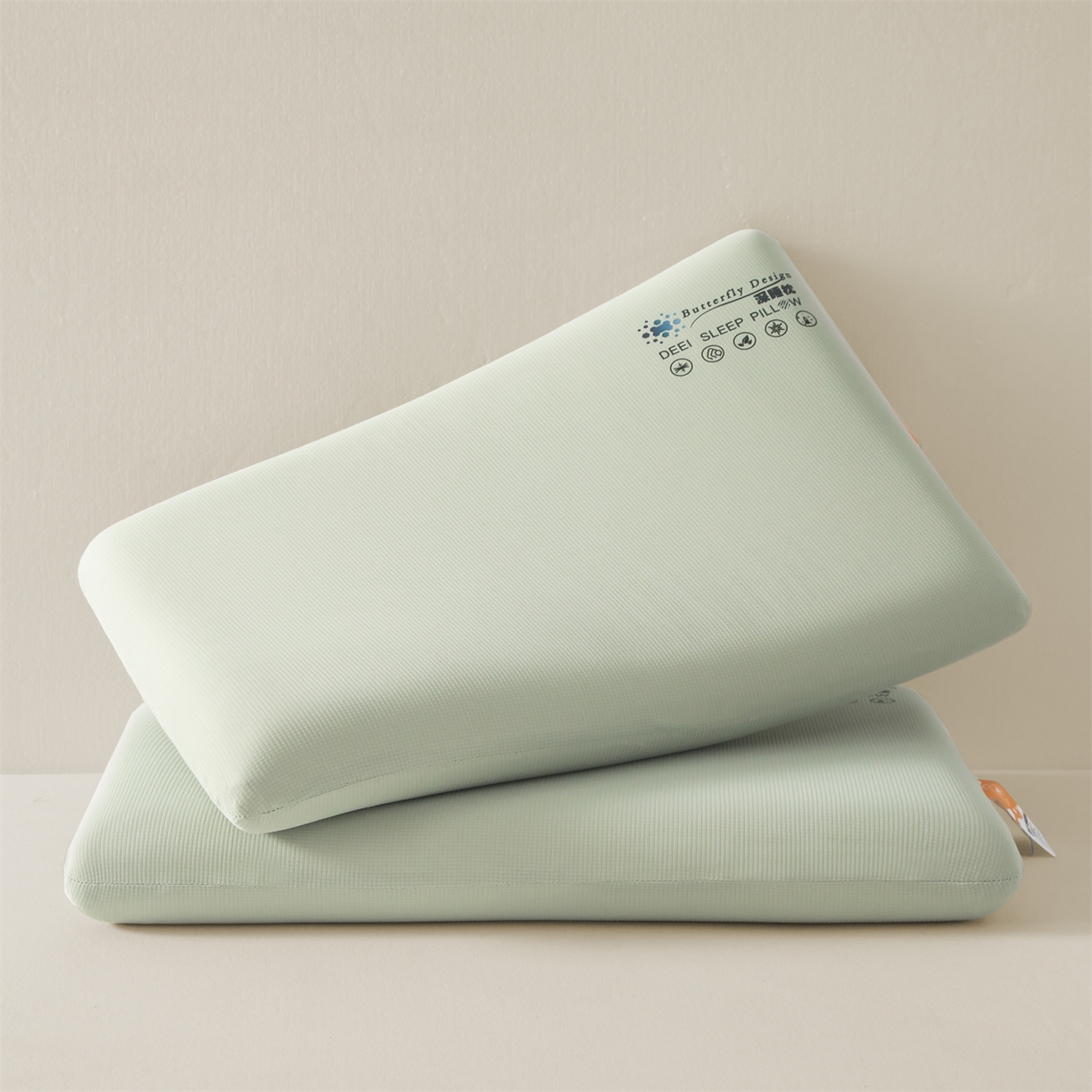 91家纺网 家纺一手货源 找家纺 麦肯锡 2025新款格纹简约深睡记忆枕枕头枕芯 绿色