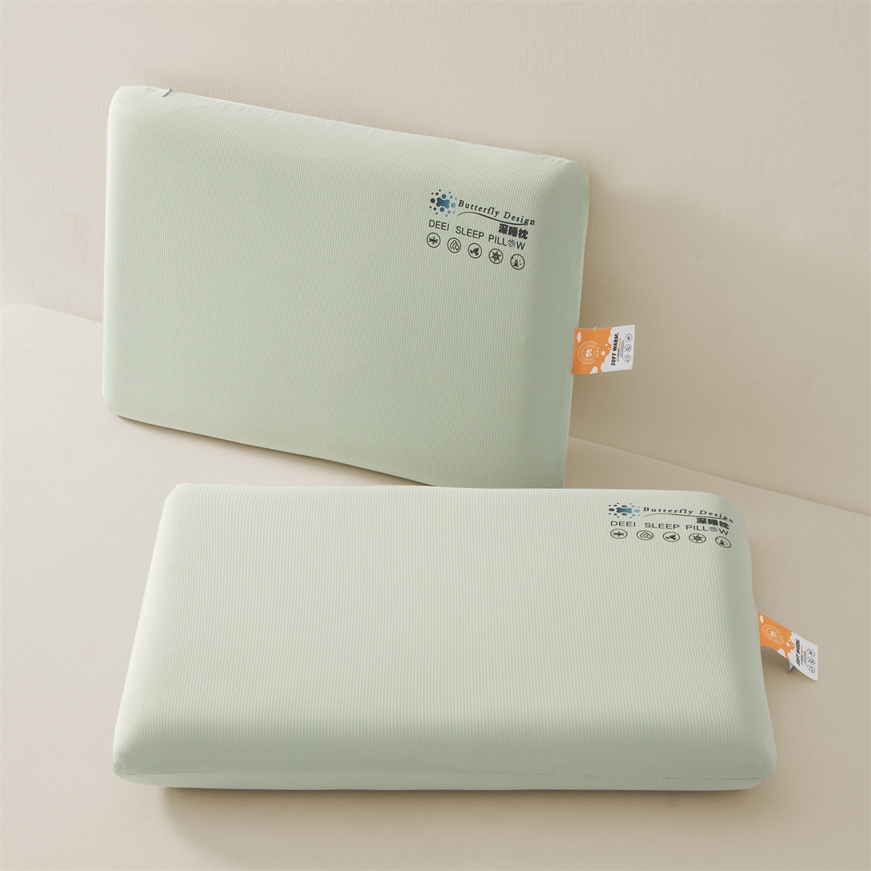 91家纺网 家纺一手货源 找家纺 麦肯锡 2025新款格纹简约深睡记忆枕枕头枕芯 绿色