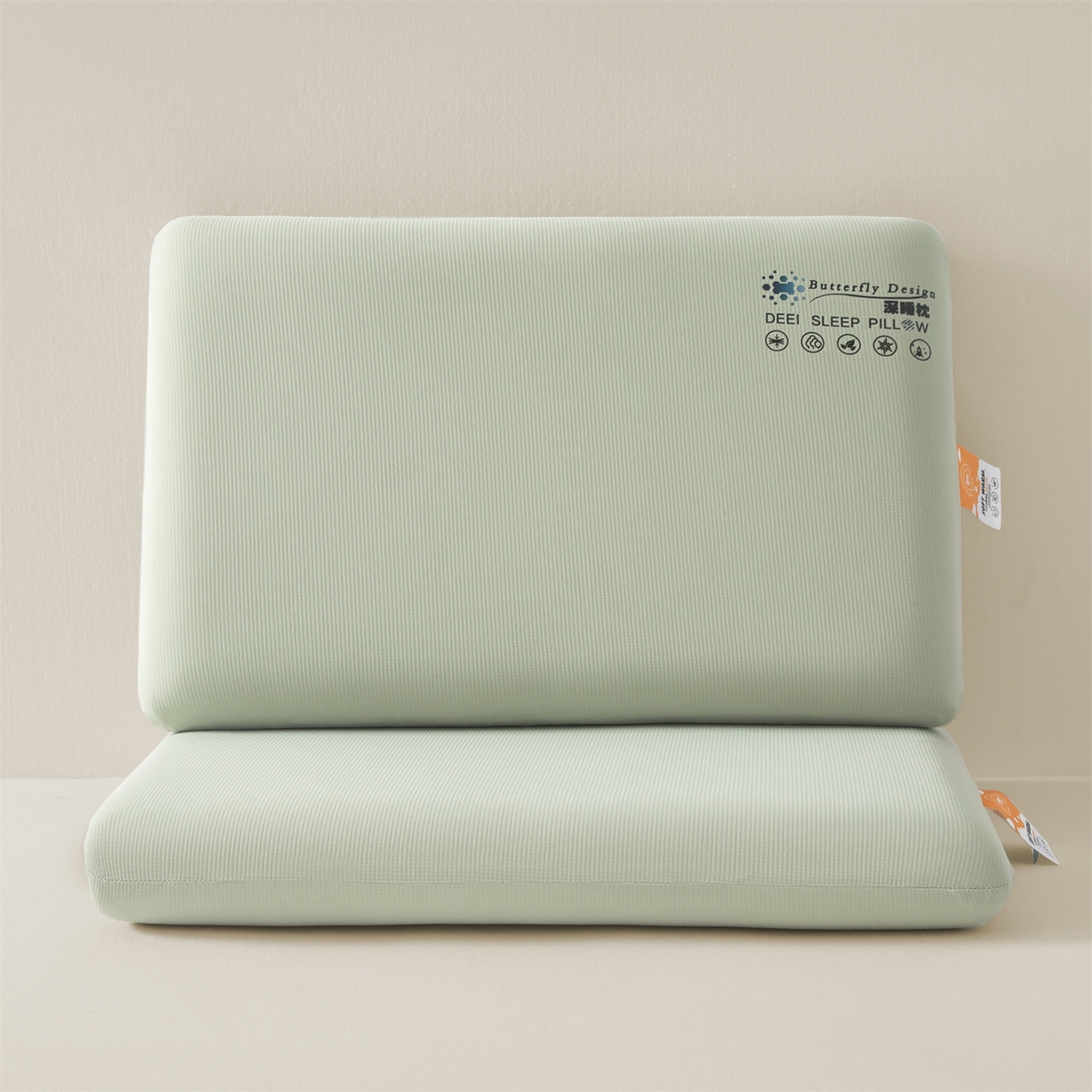 91家纺网 家纺一手货源 找家纺 麦肯锡 2025新款格纹简约深睡记忆枕枕头枕芯 绿色