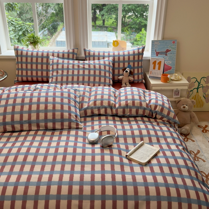 91家纺网 家纺一手货源 找家纺 如意朵 2025新款全棉纯棉磨毛四件套 艾格-咖