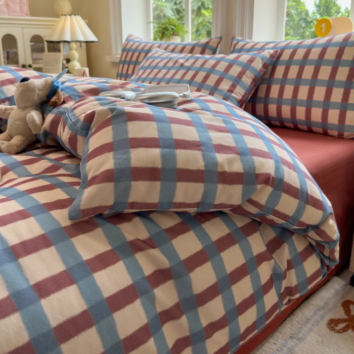 91家纺网 家纺一手货源 找家纺 如意朵 2025新款全棉纯棉磨毛四件套 艾格-咖