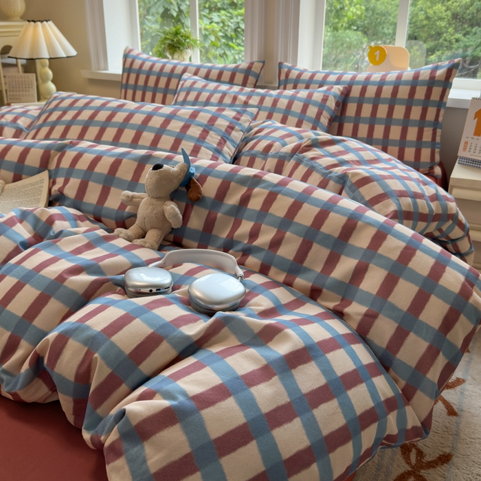 91家纺网 家纺一手货源 找家纺 如意朵 2025新款全棉纯棉磨毛四件套 艾格-咖