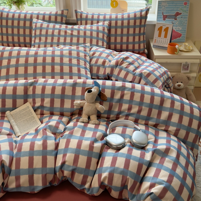 91家纺网 家纺一手货源 找家纺 如意朵 2025新款全棉纯棉磨毛四件套 艾格-咖