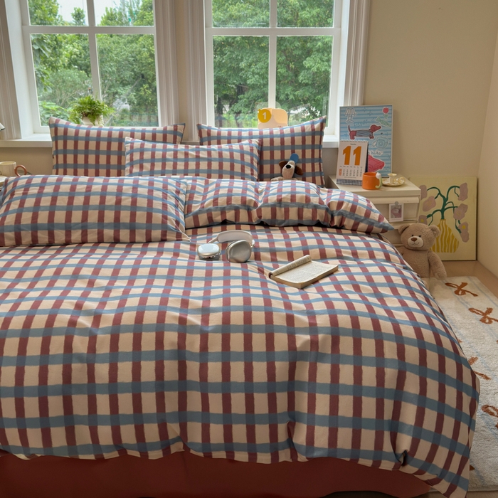 91家纺网 家纺一手货源 找家纺 如意朵 2025新款全棉纯棉磨毛四件套 艾格-咖