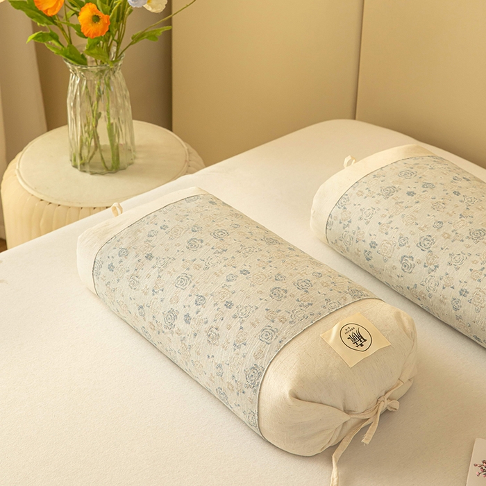 91家纺网 家纺一手货源 找家纺 梦莱家纺 2025新款棉麻荞麦枕枕头枕芯 蓝色 32x55cm甜荞/只