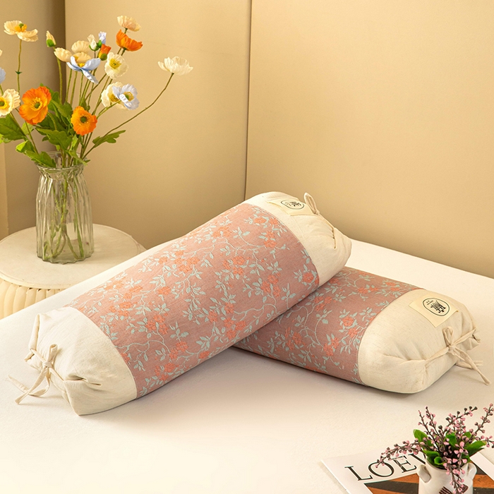 91家纺网 家纺一手货源 找家纺 梦莱家纺 2025新款棉麻荞麦枕枕头枕芯 粉色 32x55cm苦荞/只