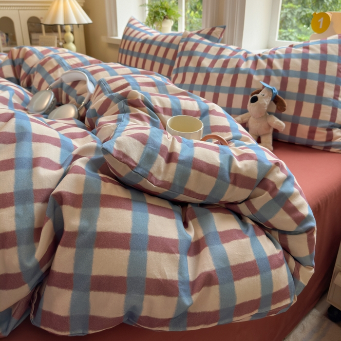 91家纺网 家纺一手货源 找家纺 如意朵 2025新款全棉纯棉磨毛四件套 艾格-咖