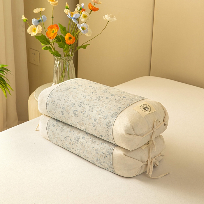 91家纺网 家纺一手货源 找家纺 梦莱家纺 2025新款棉麻荞麦枕枕头枕芯 蓝色 32x55cm甜荞/只