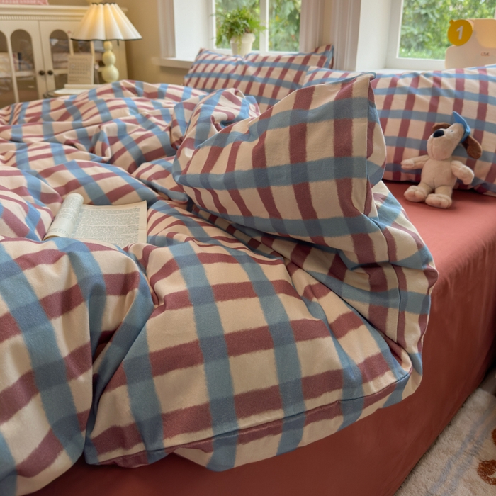 91家纺网 家纺一手货源 找家纺 如意朵 2025新款全棉纯棉磨毛四件套 艾格-咖