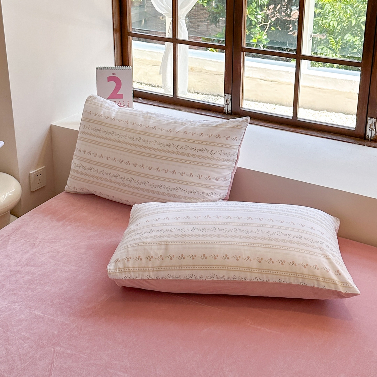 清雅福 2025新款秋冬新品全棉印花棉加绒单枕套单品枕套枕套单件 棉绒-樱桃花