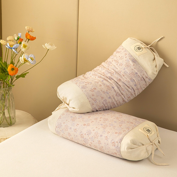 91家纺网 家纺一手货源 找家纺 梦莱家纺 2025新款棉麻荞麦枕枕头枕芯 浅粉 32x55cm甜荞/只