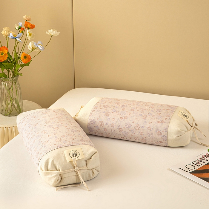 91家纺网 家纺一手货源 找家纺 梦莱家纺 2025新款棉麻荞麦枕枕头枕芯 浅粉 32x55cm苦荞/只