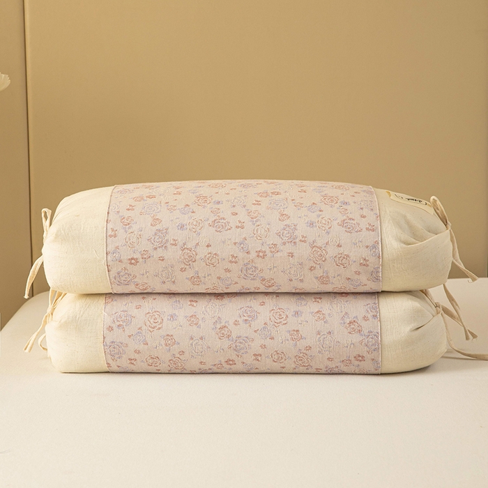 91家纺网 家纺一手货源 找家纺 梦莱家纺 2025新款棉麻荞麦枕枕头枕芯 浅粉 32x55cm苦荞/只