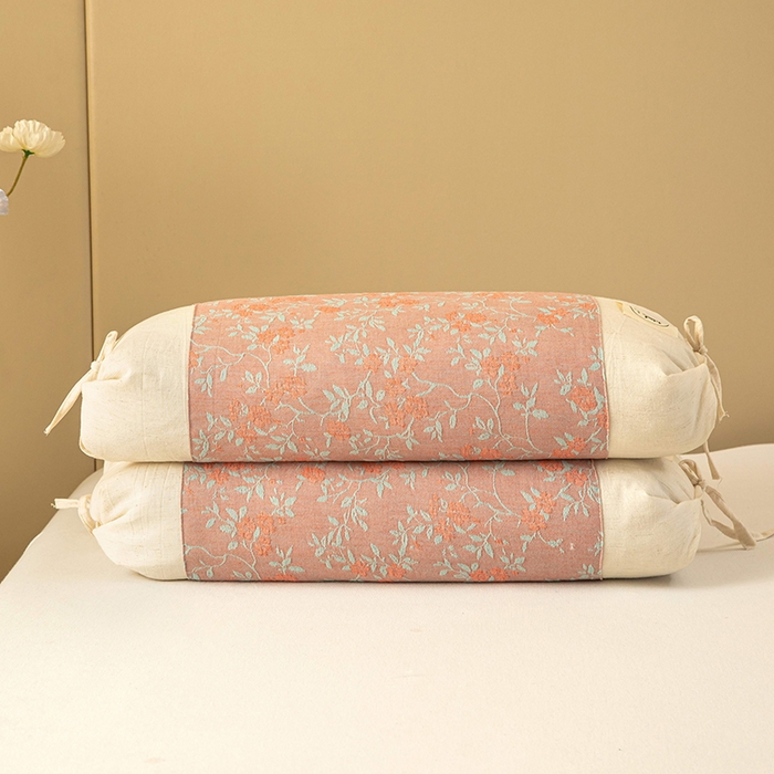 91家纺网 家纺一手货源 找家纺 梦莱家纺 2025新款棉麻荞麦枕枕头枕芯 粉色 32x55cm甜荞/只