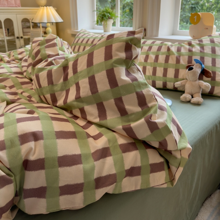 91家纺网 家纺一手货源 找家纺 如意朵 2025新款全棉纯棉磨毛四件套 艾格-绿