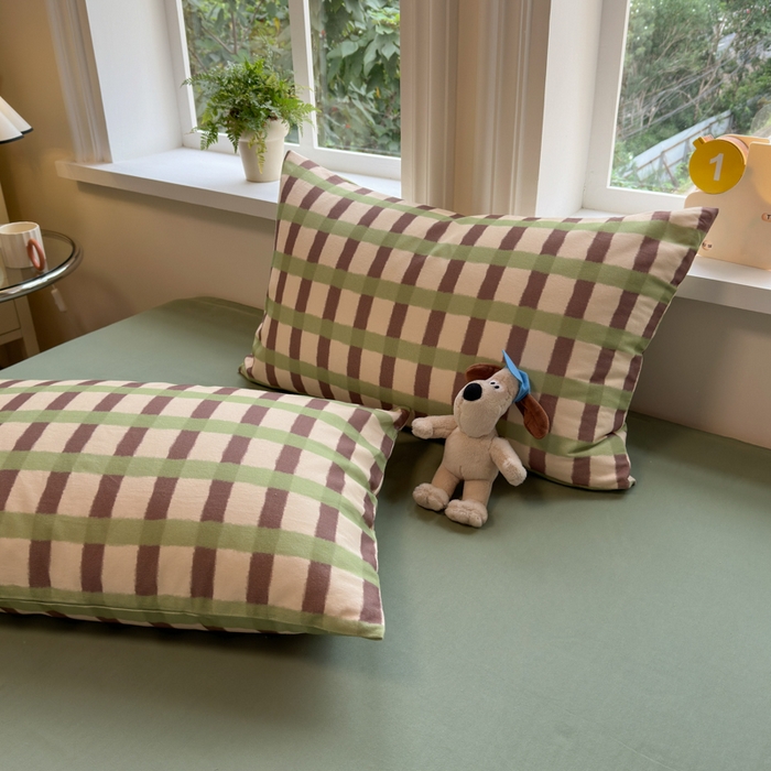 91家纺网 家纺一手货源 找家纺 如意朵 2025新款全棉纯棉磨毛四件套 艾格-绿