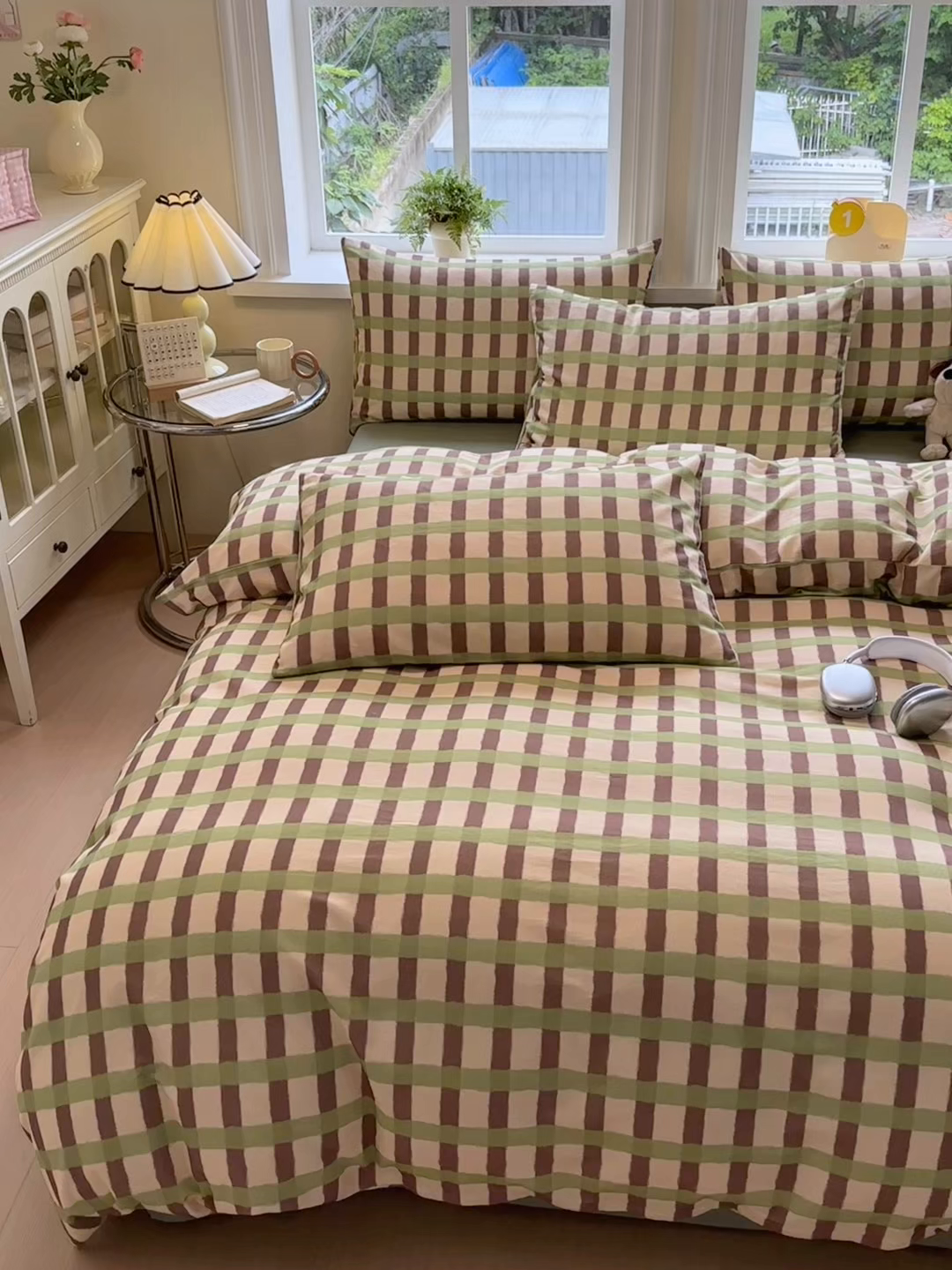 91家纺网 家纺一手货源 找家纺 如意朵 2025新款全棉纯棉磨毛四件套 艾格-绿