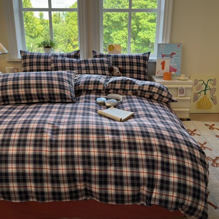 91家纺网 家纺一手货源 找家纺 如意朵 2025新款全棉纯棉磨毛四件套 布朗妮