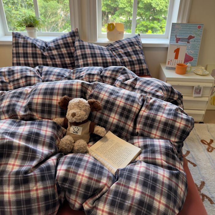 91家纺网 家纺一手货源 找家纺 如意朵 2025新款全棉纯棉磨毛四件套 布朗妮