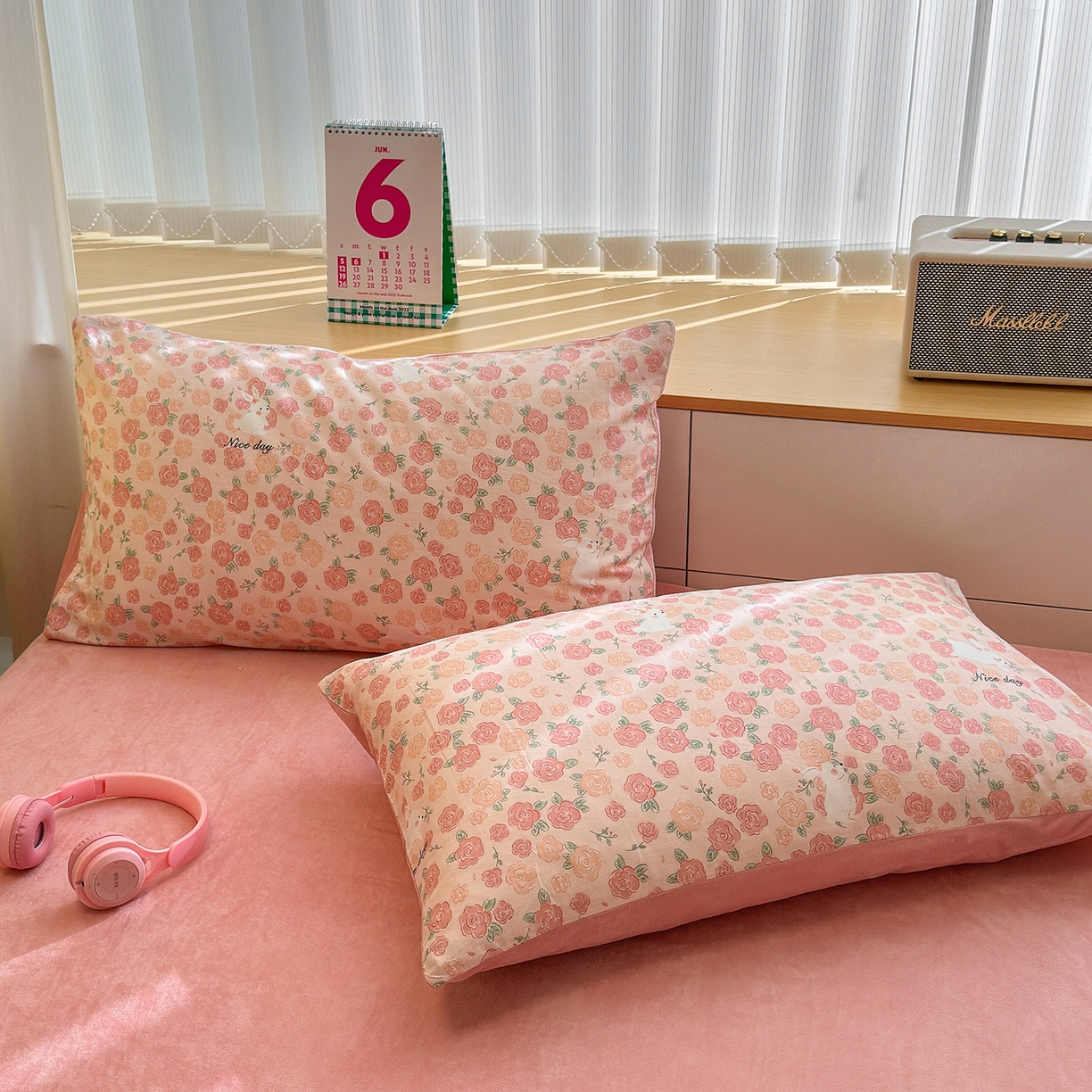 清雅福 2025新款秋冬新品全棉印花棉加绒单枕套单品枕套枕套单件 棉绒-遇见浪漫