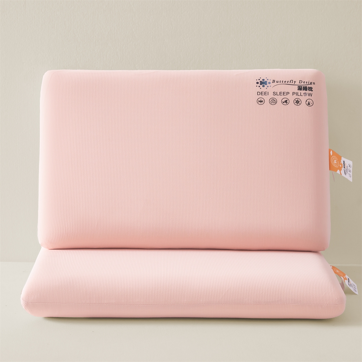 91家纺网 家纺一手货源 找家纺 麦肯锡 2025新款格纹简约深睡记忆枕枕头枕芯 粉色