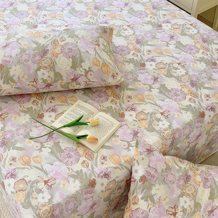 91家纺网 家纺一手货源 找家纺 青泽家纺 2025新款原棉标老粗布系列床单三件套 法式庄园