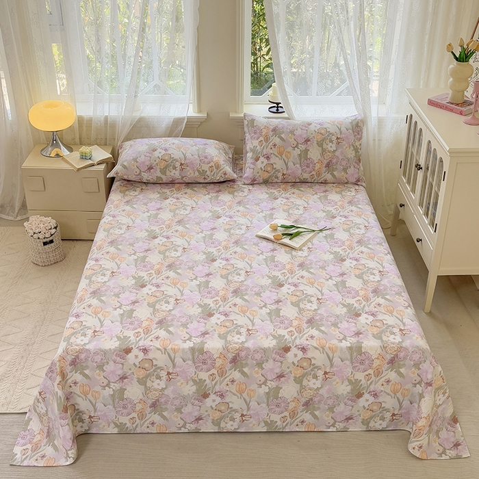 91家纺网 家纺一手货源 找家纺 青泽家纺 2025新款原棉标老粗布系列床单三件套 法式庄园