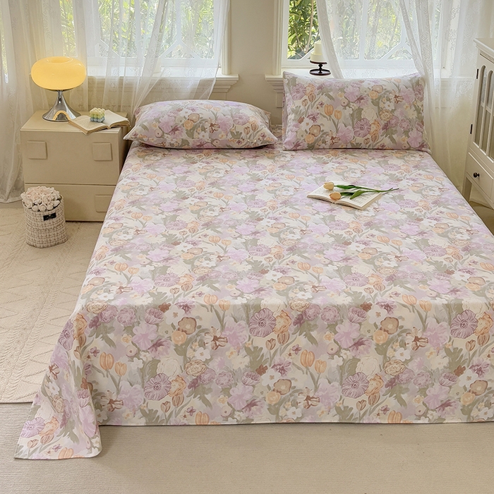 91家纺网 家纺一手货源 找家纺 青泽家纺 2025新款原棉标老粗布系列床单三件套 法式庄园