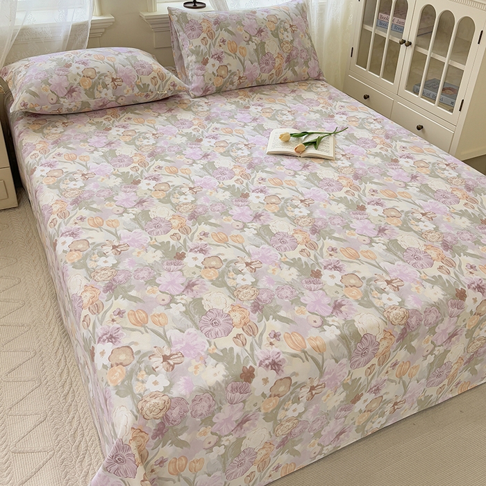 91家纺网 家纺一手货源 找家纺 青泽家纺 2025新款原棉标老粗布系列床单三件套 法式庄园